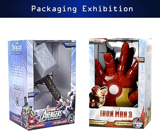 Marvel Avengers Thor Hammer Mjolnir Iron Man Main 3d Deco Mural Lampe Nuit Lampe Amazon Fr Luminaires Et Eclairage
