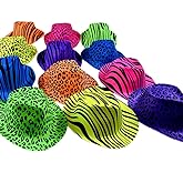 Novelty Place Neon Animal Print Plastic Party Hats, Fedora with Gangster Mafia Style, Blacklight Glow Party Hats(12/24 Pack)