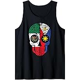 Mexican Filipino Flag Mexico Philippines Sugar Skull Tank Top