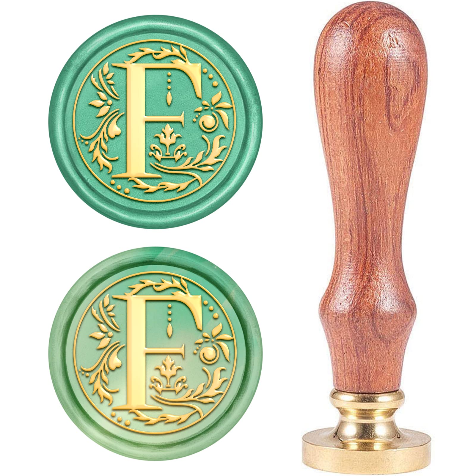 CRASPIRE Retro Alphabet Initials Wax Sealing Stamp Classic Vintage 26 Letters A-Z 25mm Removable Brass Head Wood Handle for Envelope Invitation Embellishment Gift Decoration（Letter F）
