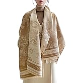 LumiSyne Warm Scarf Cashmere Shawl Women Artistic Landscape Painting Reversible Scarf With Tassel Large Long Pashmina Stole