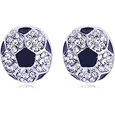 Football Earrings for Women Rhinestone Basketball Baseball Soccer Rugby Volleyball Earring Hip Hop Shiny Crystal Sports Earrings Footballs Mom Game Day Jewelry Accessories