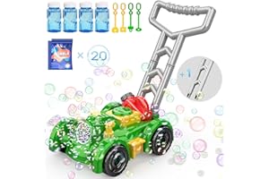 WESFUNER 2024 New Models Bubble Lawn Mower Toddler Toys - Bubble Machine Summer Outdoor Toys, Automatic Bubble Mover Push Toy for Age 3+ Year Old Preschool Baby Boys Girls Birthday Gifts (Green)