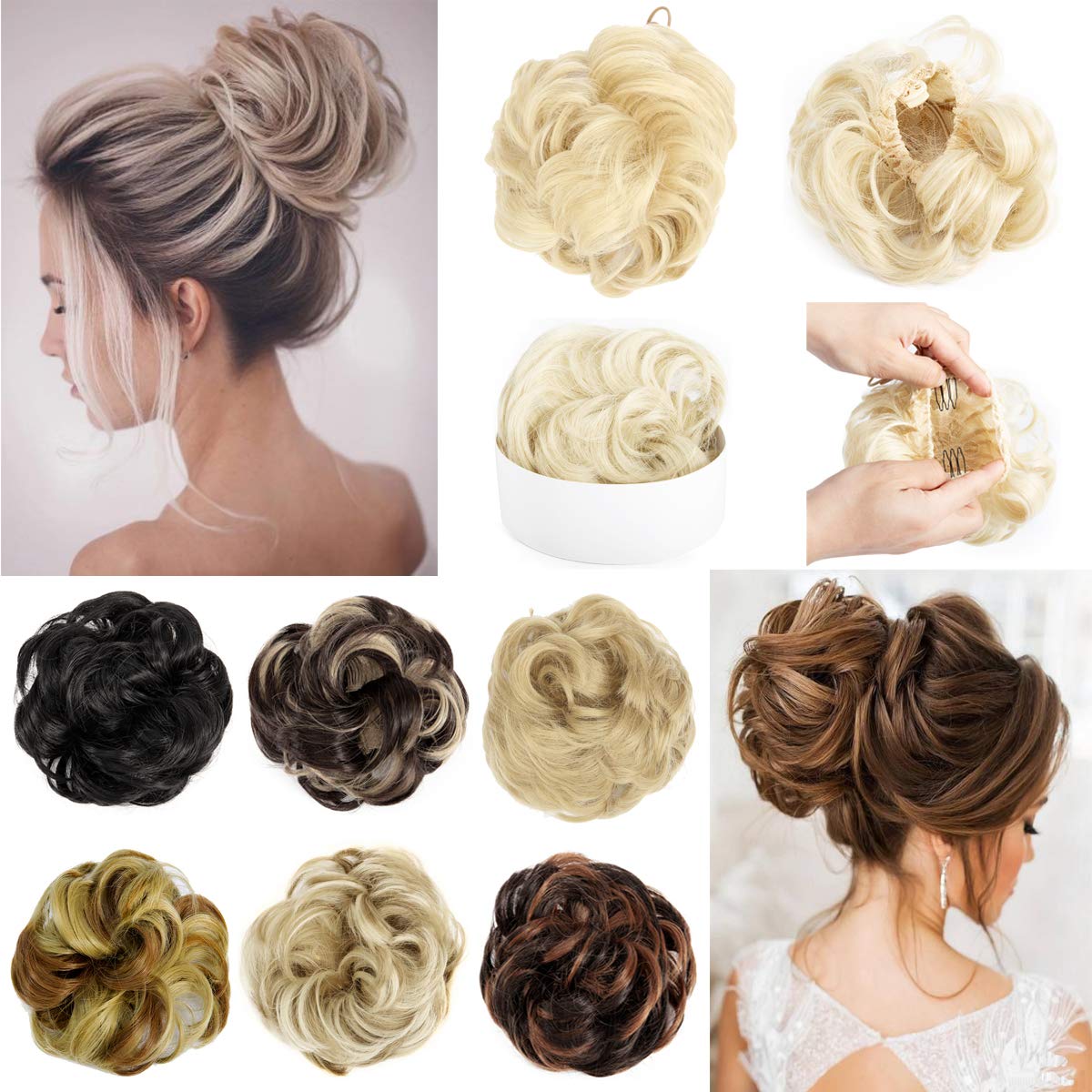 Amazon Com Donut Chignon Bun Messy Curly Updo Hair Bun