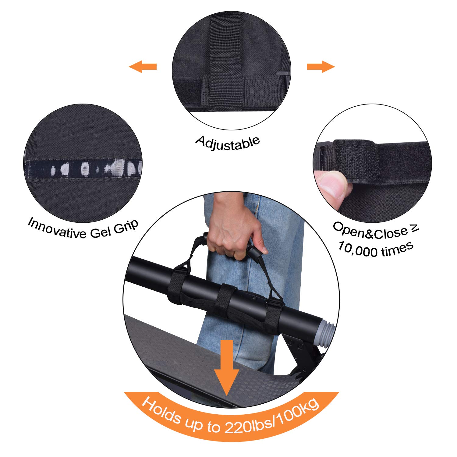 Epessa Hand Carrying Handle Strap for Kick Scooter Electric Scooter Folding Bike, Scooter Carry Strap with Innovative Gel Non-Slip