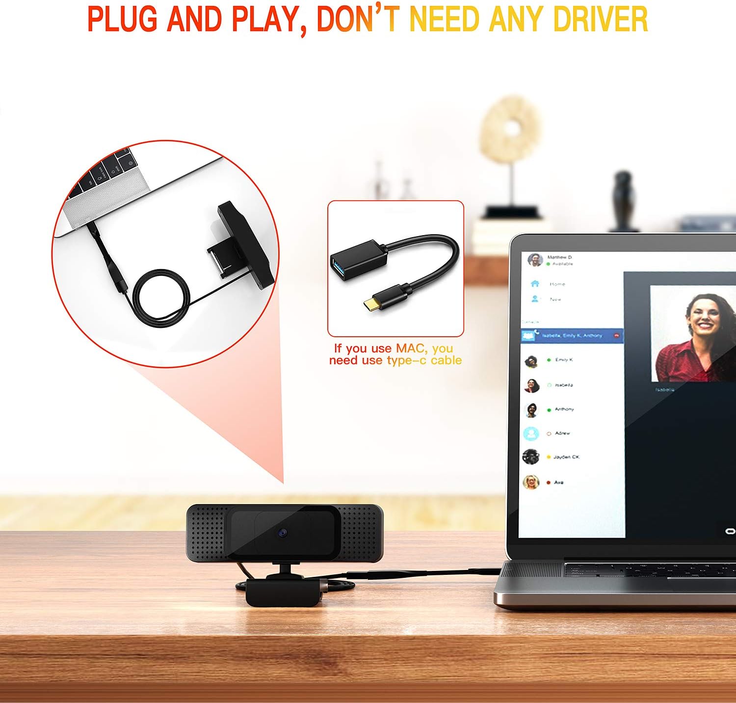 Webcam with Microphone,AuKing Web Camera 1080P Full HD USB Computer Camera,Laptop Desktop PC Camera 110 Degree Widescreen Autofocus[Dual Noise Reduction] for Recording, Calling, Conferencing, Gaming: Computers & Accessories