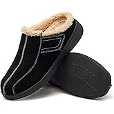 EVGLOW Men's Suede Leather House Slippers Arch Support Non Slip (Size:US 8-US 14.5)