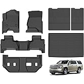 Hutisya-Floor Mats & Cargo Liner Set Fit for 2015-2020 Chevy Suburban/GMC Yukon XL (with 2nd Row Bench Seat) All Weather Protection Anti-Slip & Durable TPE Full Set Liners Automotive Accessories-Black