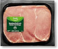 Amazon Fresh Brand, Pork Loin Center-Cut Chops, Boneless, 1 lb, Prop 12 Compliant