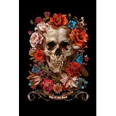 EMOHAT Skull Metal Sign Gothic Flower Skeleton Mexico Day of The Dead Halloween Metal Tin Sign Wall Art Decor Plaque for Home Bar Pub Club Kitchen Coffee Living Room Garden Wall Decor 8x12 inches
