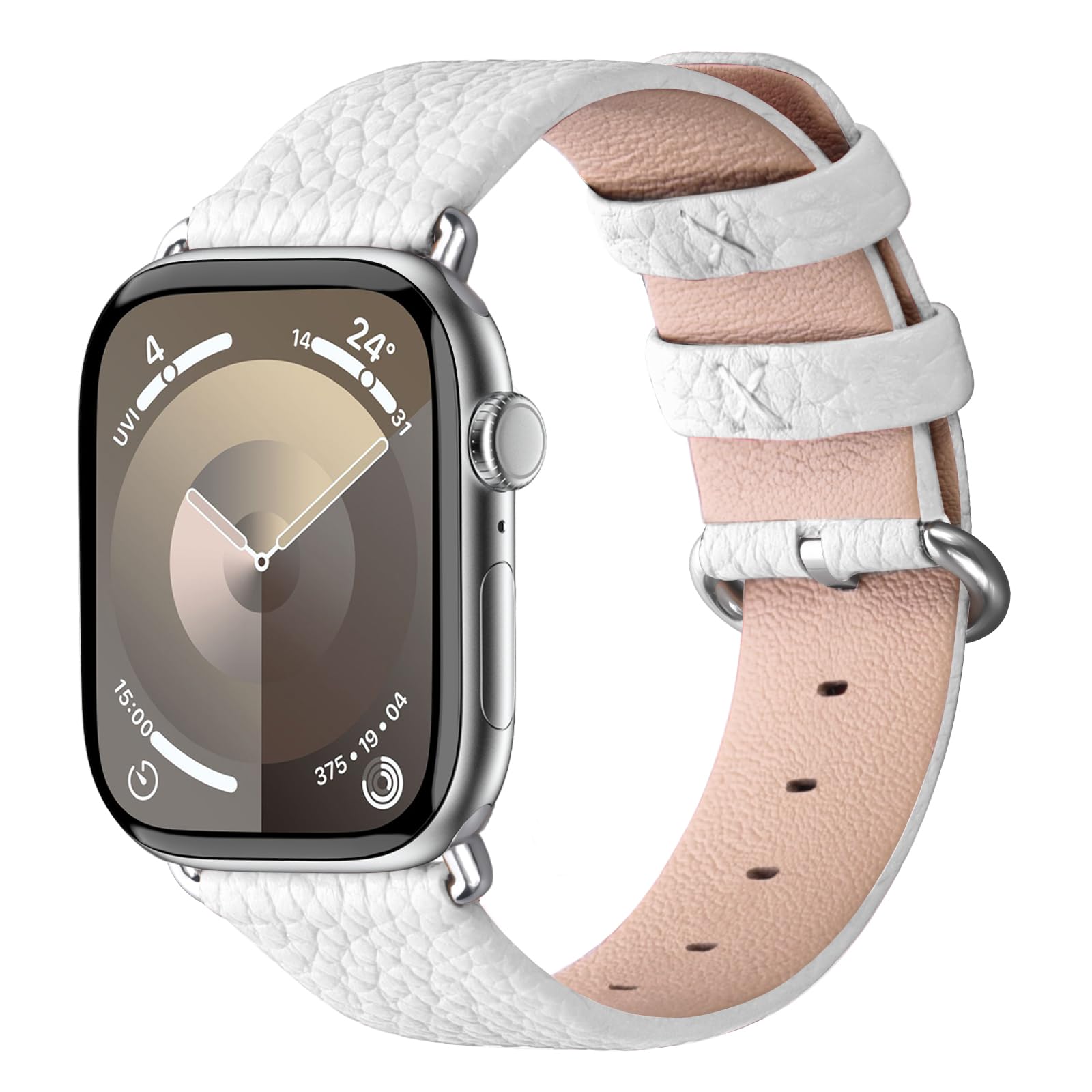 Fullmosa Leather Strap Compatible with Apple Watch Strap 38mm 40mm 41mm 42mm，Leather Replacement Band for iWatch Series 11 10 9 8 7 SE3 SE2 SE 6 5 4 3 2 1，white — image 1