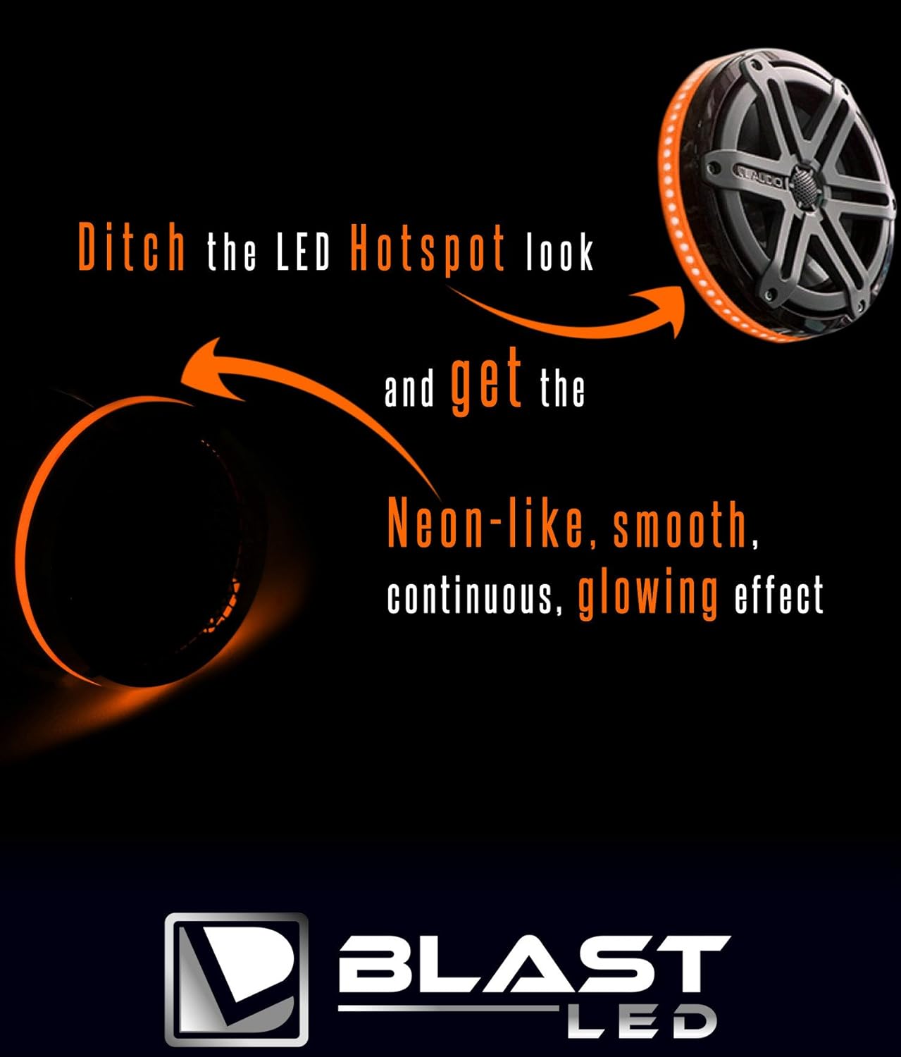 BLAST 2pc LED - LED Speaker Light Rings for JL Audio Marine 7.7 M770 MX770 Speakers - PRE-DRILLED for 6 Screw Holes