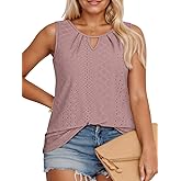 VISLILY Plus-Size-Tank-Tops for Women Summer Trendy Keyhole Neck Shirts Cute Eyelet Tunics Casual Sleeveless Blouse XL-5XL