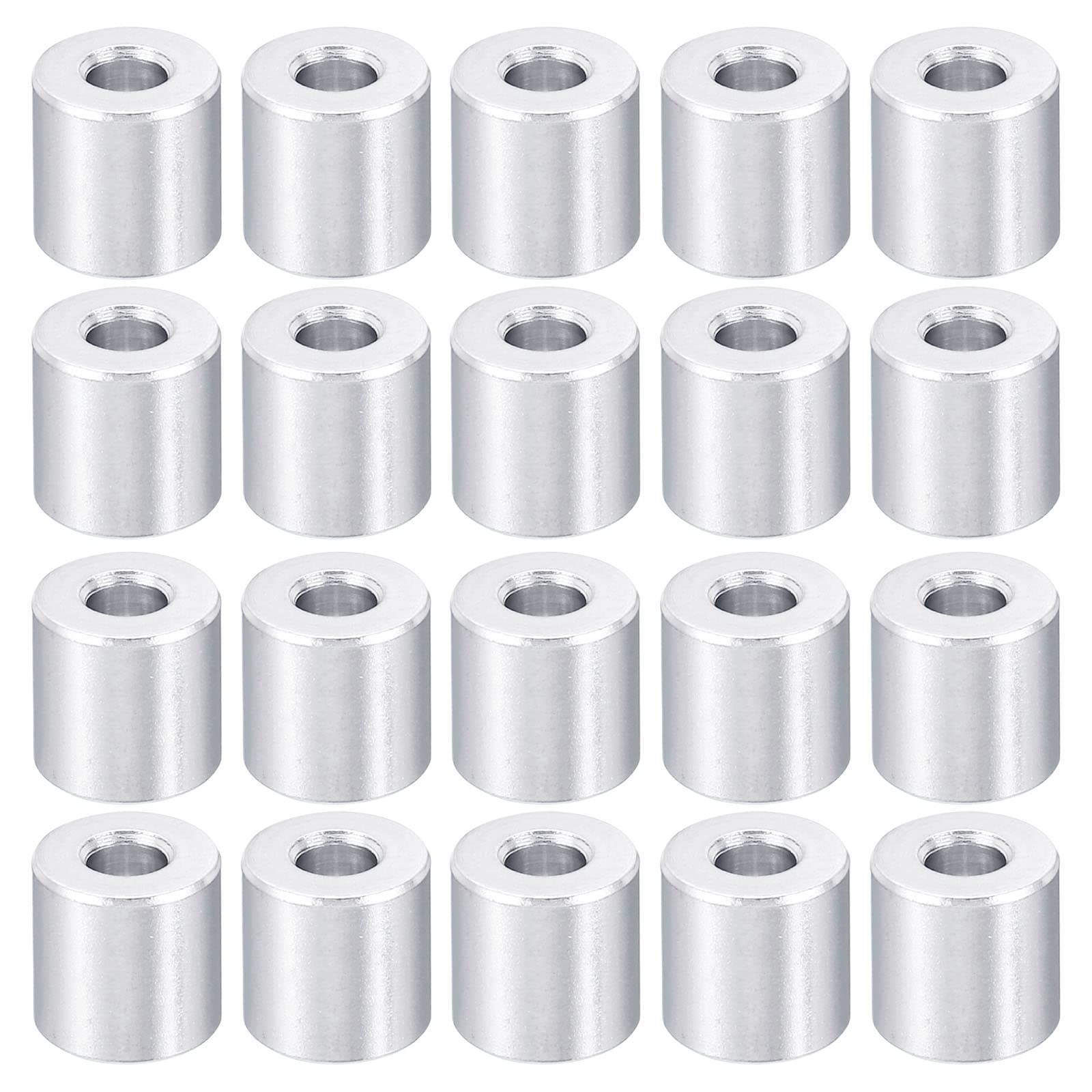 PATIKIL M4 Aluminum Spacer, 20 Pack 4.2mm ID x 10mm OD x 10mm L Metal Spacer Aluminum Round Plain Finish Spacer Screw Standoff for 3/16" or M4 Screw Bolts โ image 1