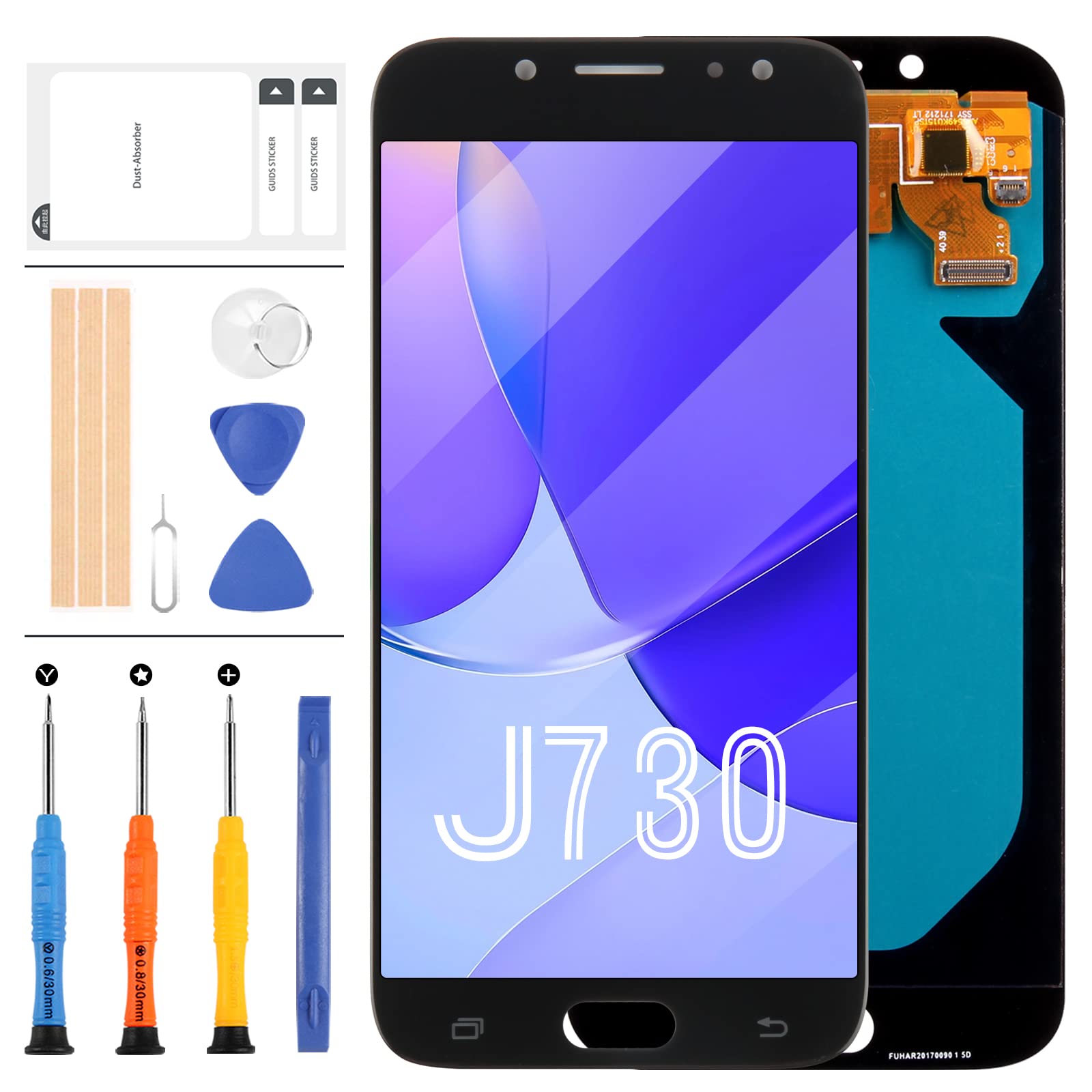 for Samsung Galaxy J7 Pro 2017 SM-J730 Screen Replacement J730F J730G J730GM J730DS J730G/DS OLED LCD Display Touch Screen Digitizer Panel Repair Parts Assembly (Black)