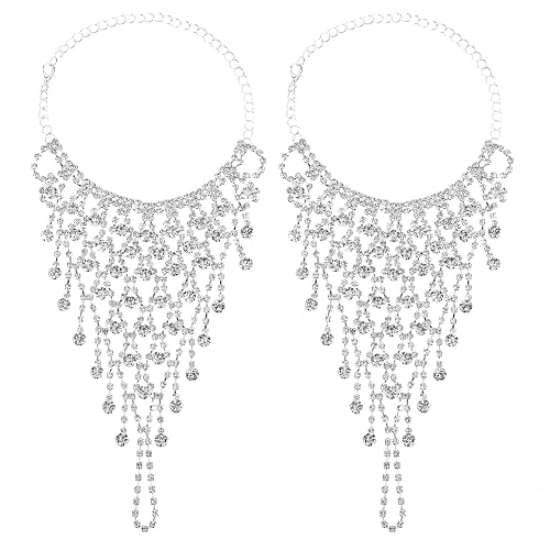 Rhinestone Gloves for Women Sparkle Hand Jewelry Fingerless Gloves Crystal Glitter Short Tassel Bridal Glove for Tea Party Halloween Wedding Prom Evening