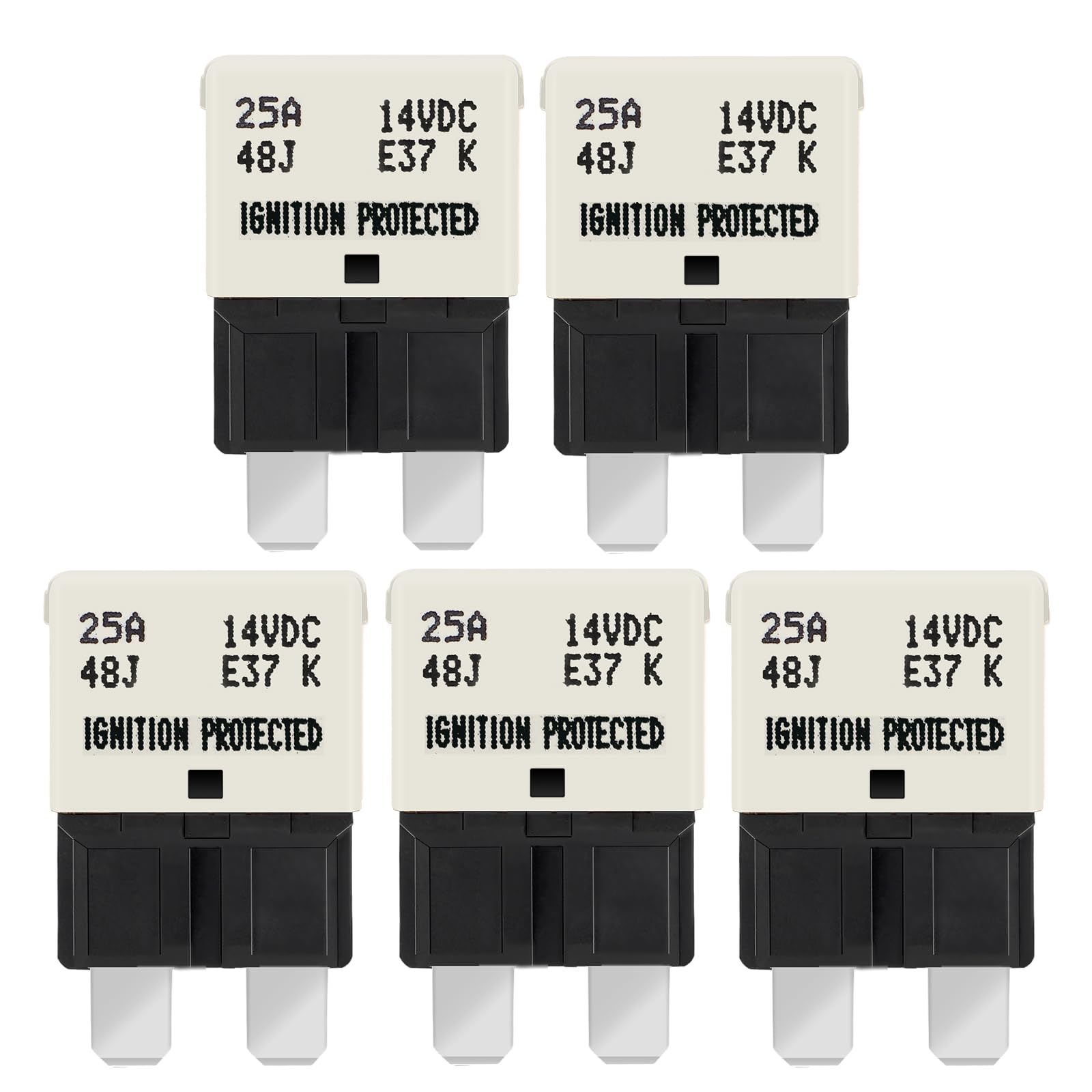 GLOSO Blade Circuit Breaker RV Marine Boat Truck Yacht Auto Reset Audio Solar System Protection ATO ATC 25 Amp E37 5 PACK