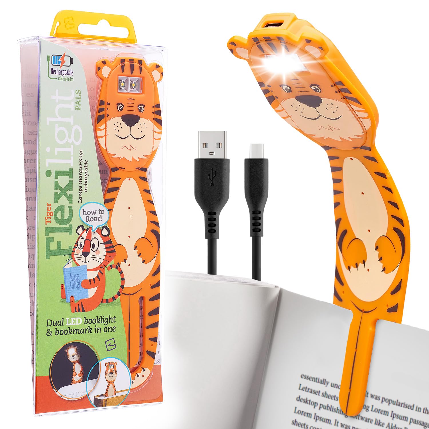 Flexilight Reachargeable Reading Light | 2 in 1 Bookmark Book Light | LED Clip On Reading Lamp | Children and Adult Book Torch | Book Accessories | Gift for Readers, Book Lovers.
