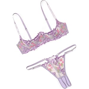 Avidlove Sexy Lingerie Set for Women Embroidered Bra and Panty Sets | Sexy structured floral embroidery bra set,adjustable sh