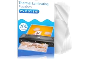 Clear Thermal Laminating Pouches – 9 x 11.5 Inch, 3 mil Thick (200 Pack) – Professional-Grade Lamination Sheets for Documents