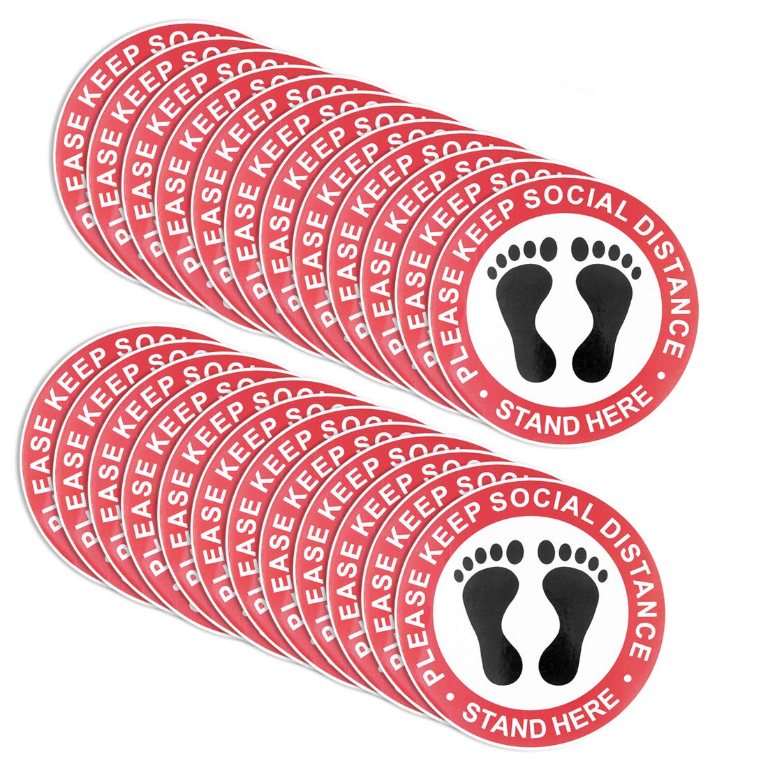 24 Pack Social Distancing Floor Feet Sticker,8'' Removable Keep Social Distance Sign Stop Feet Apart Stand Sticker for Crowd Control Supermarket Grocery Store Cafe Office Hospital
