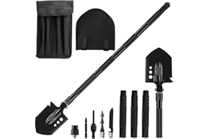 Rose Kuli Camping Folding Shovel Survival Tool with Carrying Pouch Military Shovel Multitool for Car Emergency Camping Hiking Backpacking Fishing Gardening