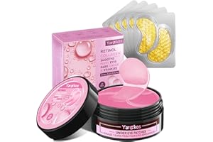60 Pcs Pink Under Eye Patches with 5 Pieces Travel 24K Gold Eye Mask, 30 Pairs Undereye Mask for Dark Circles Puffy Eye, Coll