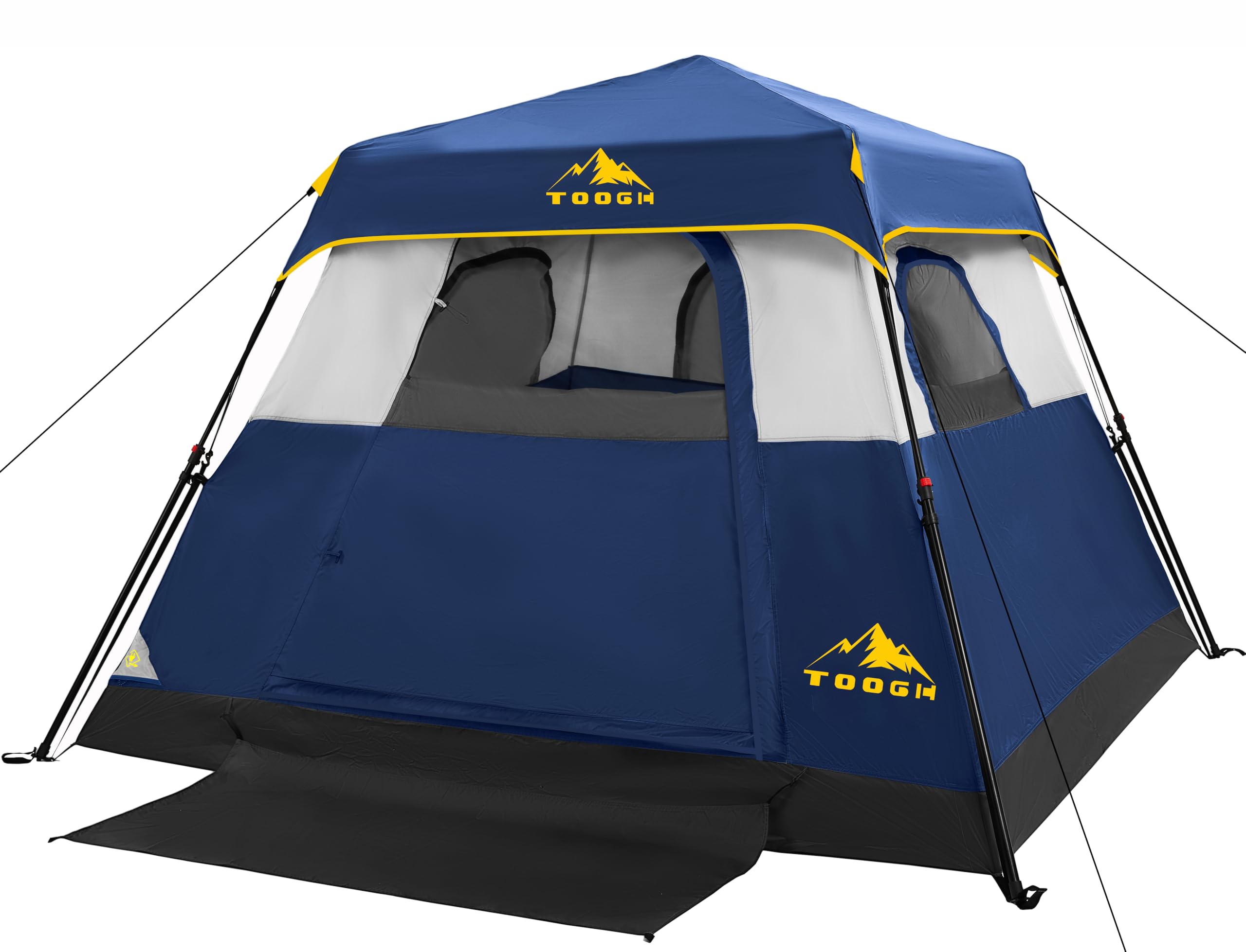 Photo 1 of **used**Toogh 3/4 Person Camping Tent with 1 Door, 4 Windows, and Upgraded Ventilation– Instant Setup, Waterproof, 8'x 8'x 67''Oxford Fabric Floor Pop Up in 60 Seconds Includes Rainfly and Backpack