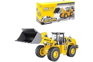 Qcar 1/50 Wheeled Loader Heavy Duty Construction Metal Bulldozer, Loder Vehicle Toys for Kids, Outdoor Sandbox Car Toys, Birthday Gift Toddler Boy Kid