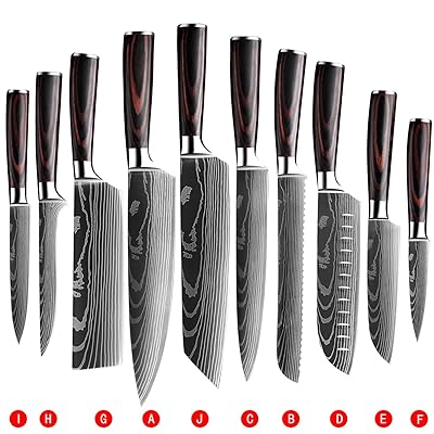 Soffiya Kitchen Knife Sets 10 piece, Chef Knives Professional High Carbon Stainless Steel for Vegetable Meat Fruit Cutting