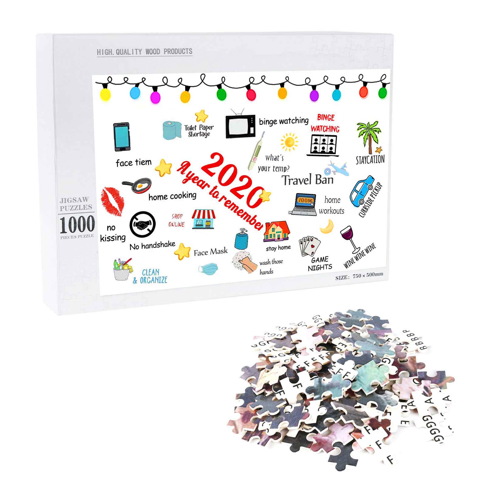 2020/2021 Commemorative Wooden Jigsaw Puzzles - Record Major Events Commemo Puzzles, Brain Game IQ D