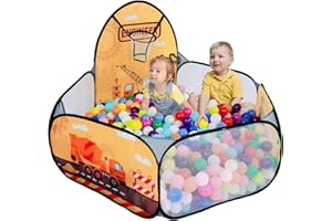 LOJETON Kids Ball Pit, Pop Up Children Play Tent, Toddler Ball Pool Baby Crawl Playpen with Basketball Hoop, Portable Toys for Girls Boys, 4 ft / 120 cm, Balls Not Included, Engineering Car