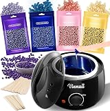 Vinmall Waxing Kit Wax Heater 4x100g Hard Wax Beads 30 Sticks Home Use
