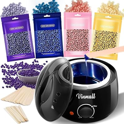 Vinmall Waxing Kit Wax Heater 4x100g Hard Wax Beads 30 Sticks Home Use