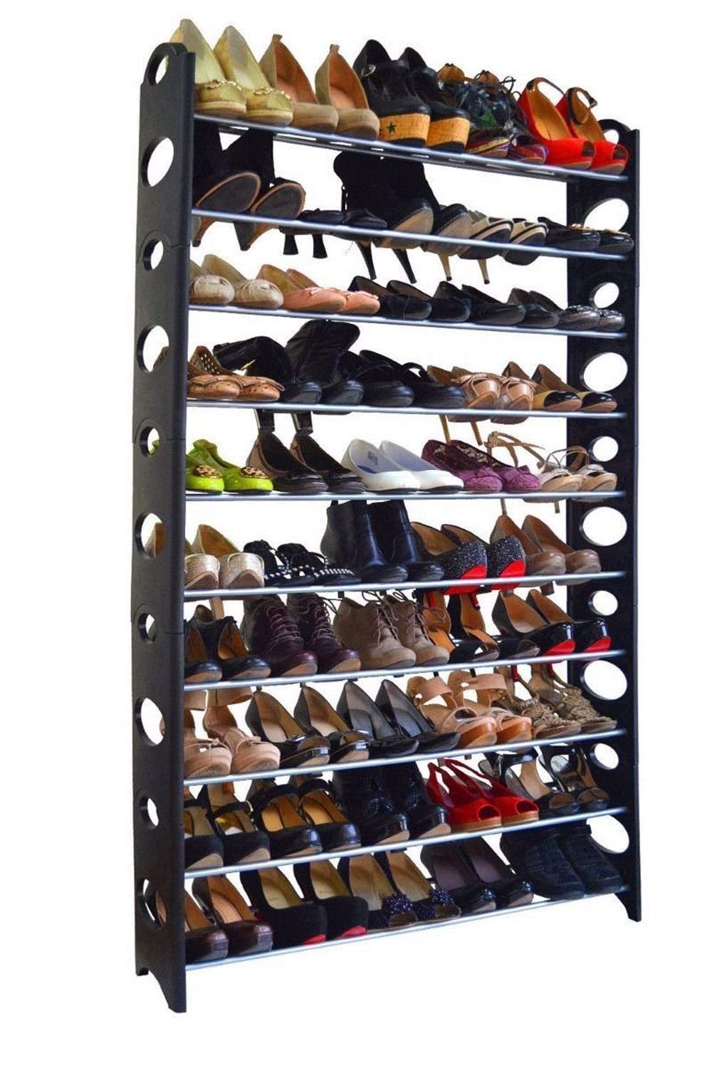 20 pair stackable shoe storage cabinet on Quklei Portable Shoe Rack Stackable Shoe Rack Organizer 50 Pairs Shoe Self Storage Stand Us Stock 10 Tier Buy Online In Montenegro At Montenegro Desertcart Com Productid 115596530