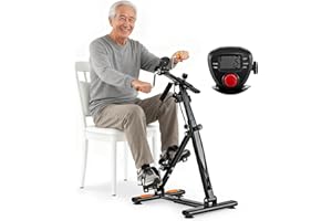 GYMAX Pedal Exerciser Bike Arm Leg Knee Physical Therapy Peddler, Adjustable Fitness Equipment Home Exercise Bike with LCD Mo