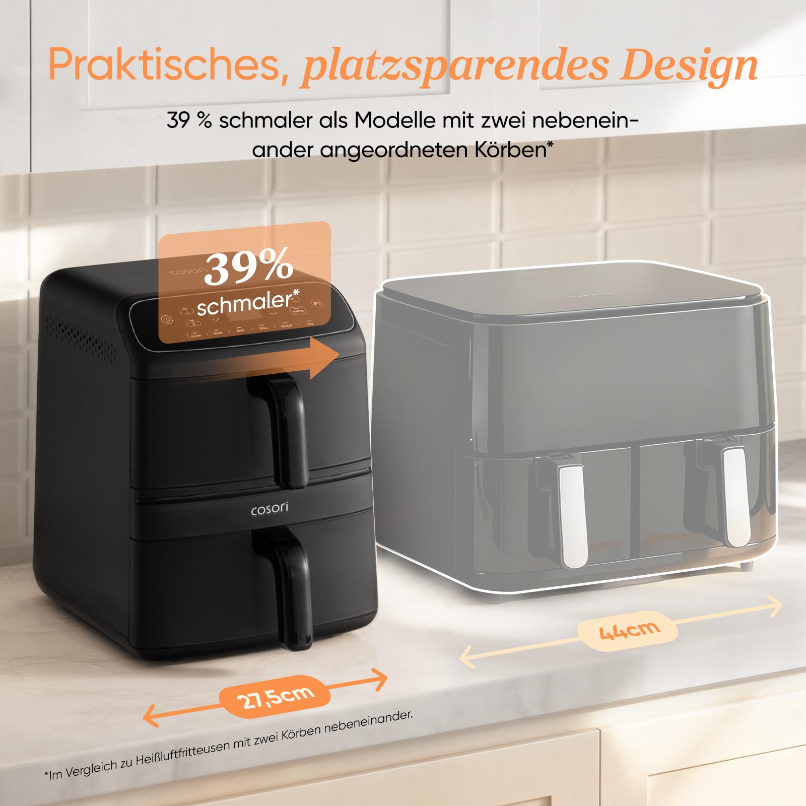COSORI Airfryer | Turbo Tower Compact | Heißluftfritteuse 2 Kammern Keramikbeschichtung | 8,6L Double Stack mit mehreren Lüfterstufen | 2700W| Schwarz | DC861 7