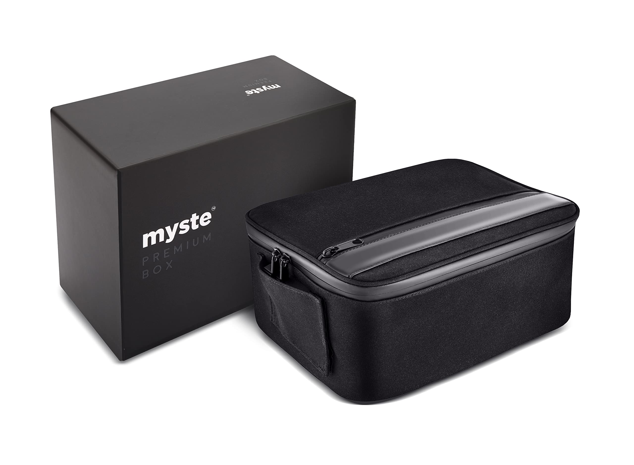MYSTE XXXL Stash Box, Lockable Premium Smell Proof Storage Box, Large 29cm x 22cm x 12cm, StashBox Premium Black