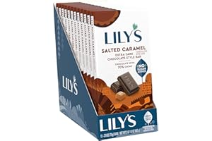 LILY'S Salted Caramel Extra Dark Chocolate Style No Sugar Added, Sweets Bars, 2.8 oz (12 Count)