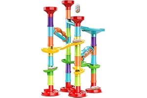 JUTOE 50Pcs Marble Run Set Building Blocks with 30 Glass Marbles for Kids Girls Boys Toys Stem Maze Educational Race Game Birthday Gifts (SmallB)