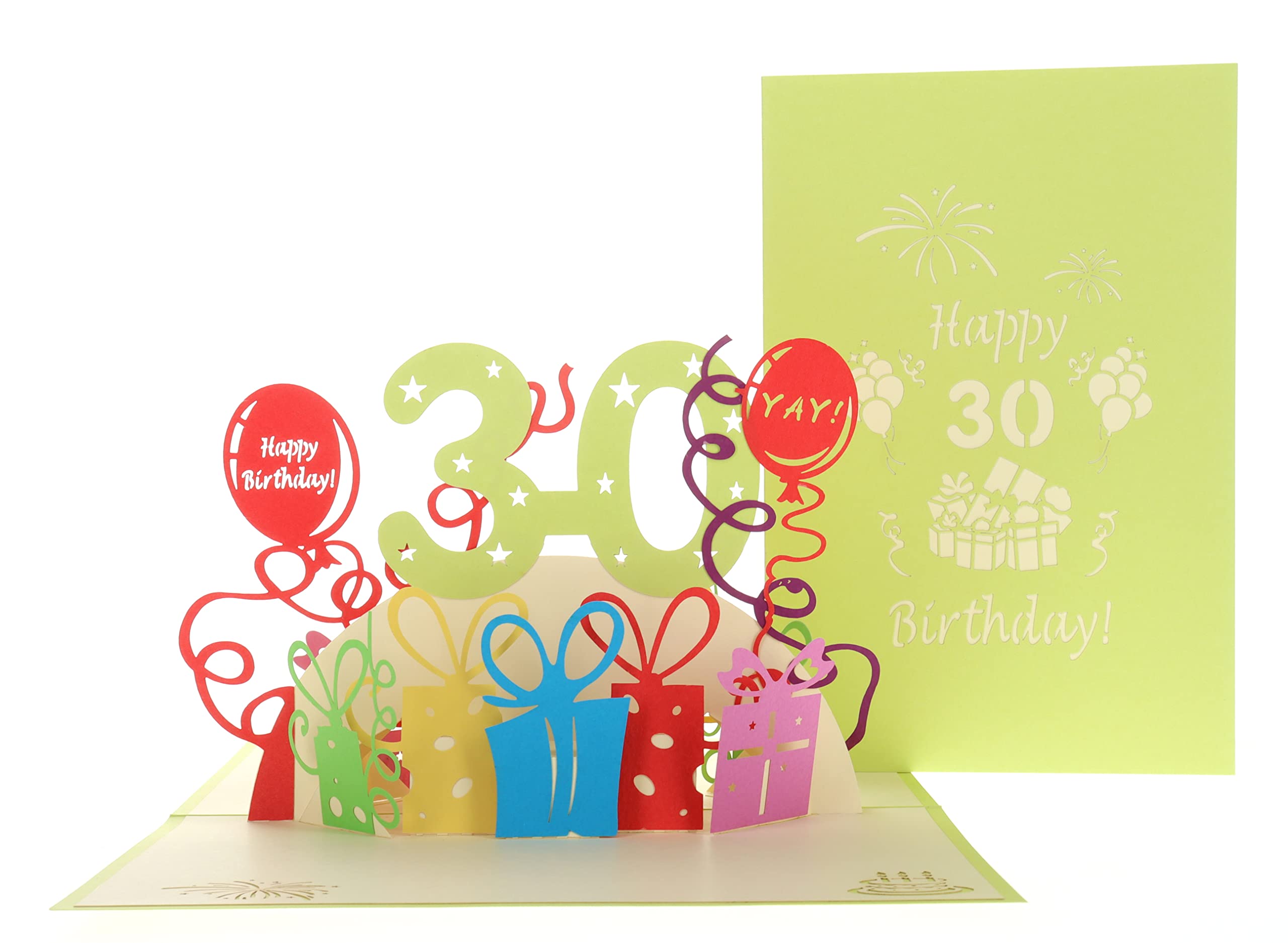 iGifts And Cards Happy 30th Birthday With Lots of Presents 3D Pop Up Greeting Card - Thirty, Awesome Gift, Cute, Fun, Unique, Special Occasion, Celebration, Husband, Wife, Best Friend, Congratulations — image 1