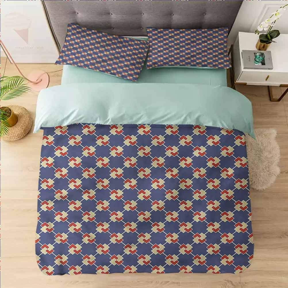Duvet Cover Full, Japanese,Abstract Vintage Geometric, 1 Duvet Cover