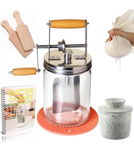 Lehman's バターチャーン 手動・ガラス製 Amazon.com | 1L Hand Crank Butter Churner, Baking of Gadgets