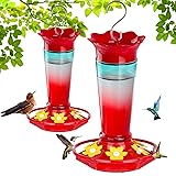 Gbekery Glass Hummingbird Feeders for Outdoors