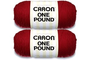 Caron One Pound Claret Yarn - 2 Pack of 454g/16oz - Acrylic - 4 Medium (Worsted) - 812 Yards - Knitting/Crochet