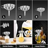 Walfos Kitchen Funnel 3 Pack Stainless Steel 14cm 12cm 10cm with 2 Strainers view 2