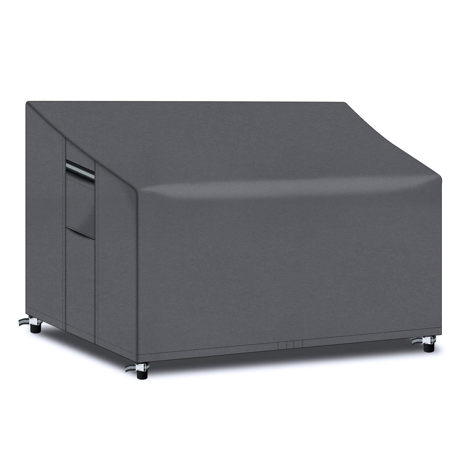 PATIO PLUS 2 Seater Garden Bench Cover Waterproof with Air Vent 134x66x63/89cm for Garden Bench Tear Resistant 600D Oxford (Grey)