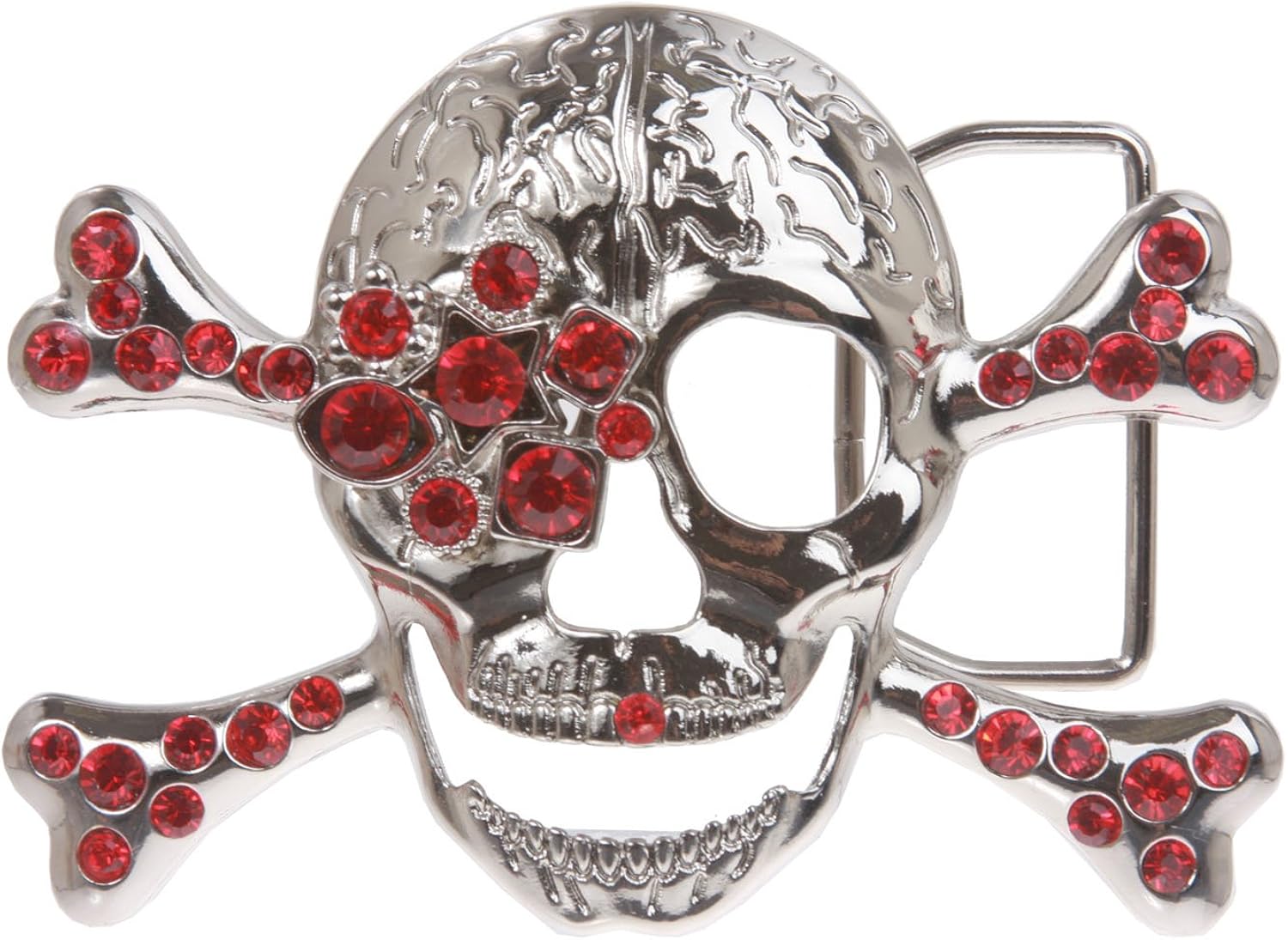 Rhinestone Skull & Crossbones Pirate Belt Buckle Color: Black: Clothing