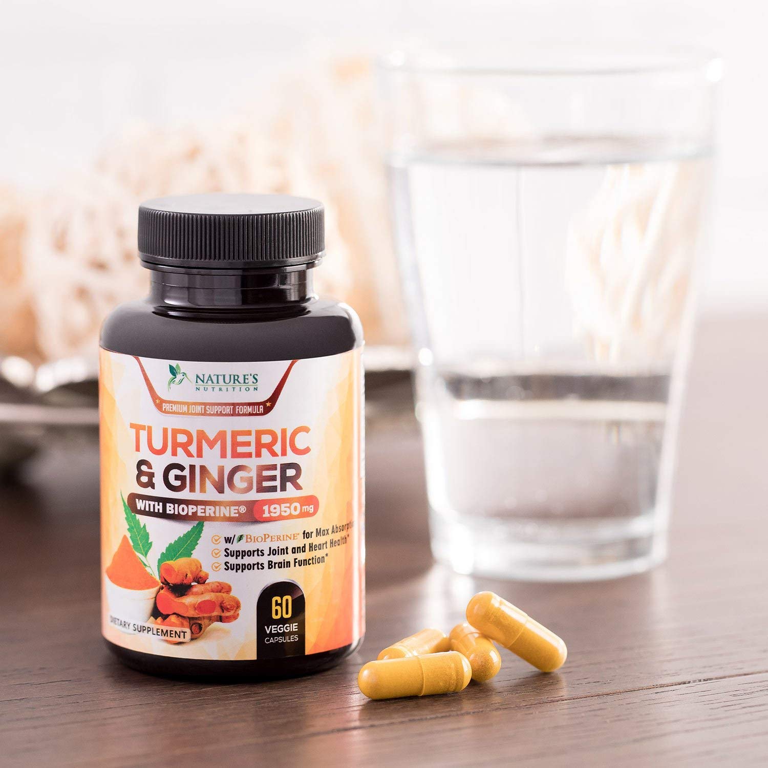 Turmeric Curcumin with Ginger 95 Curcuminoids 1950mg with Bioperine