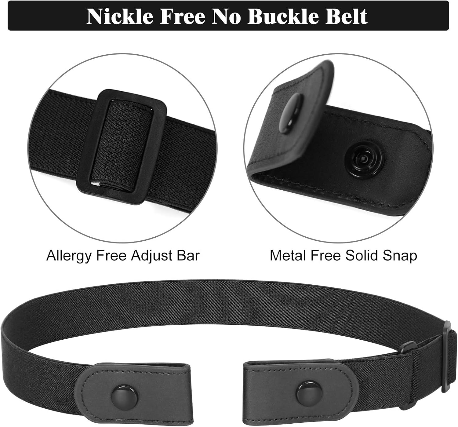 No Buckle Stretch Belt for Women and Men Elastic Waist Belt up to 72 Inches for Jeans Pants at  Women’s Clothing store